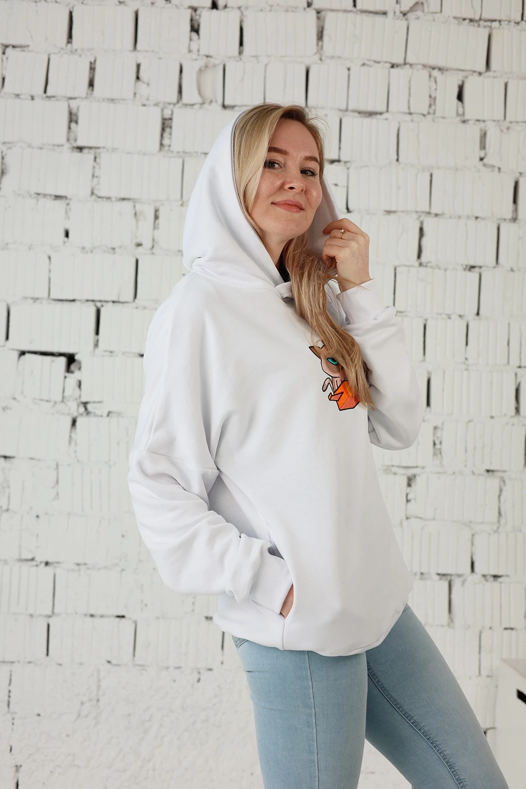 Худи Кинг из футера унисекс, однотонная оранжевая "Cat Box"#1