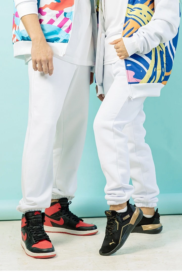 Брюки Хит из футера с начесом мужские, однотонные белые#3