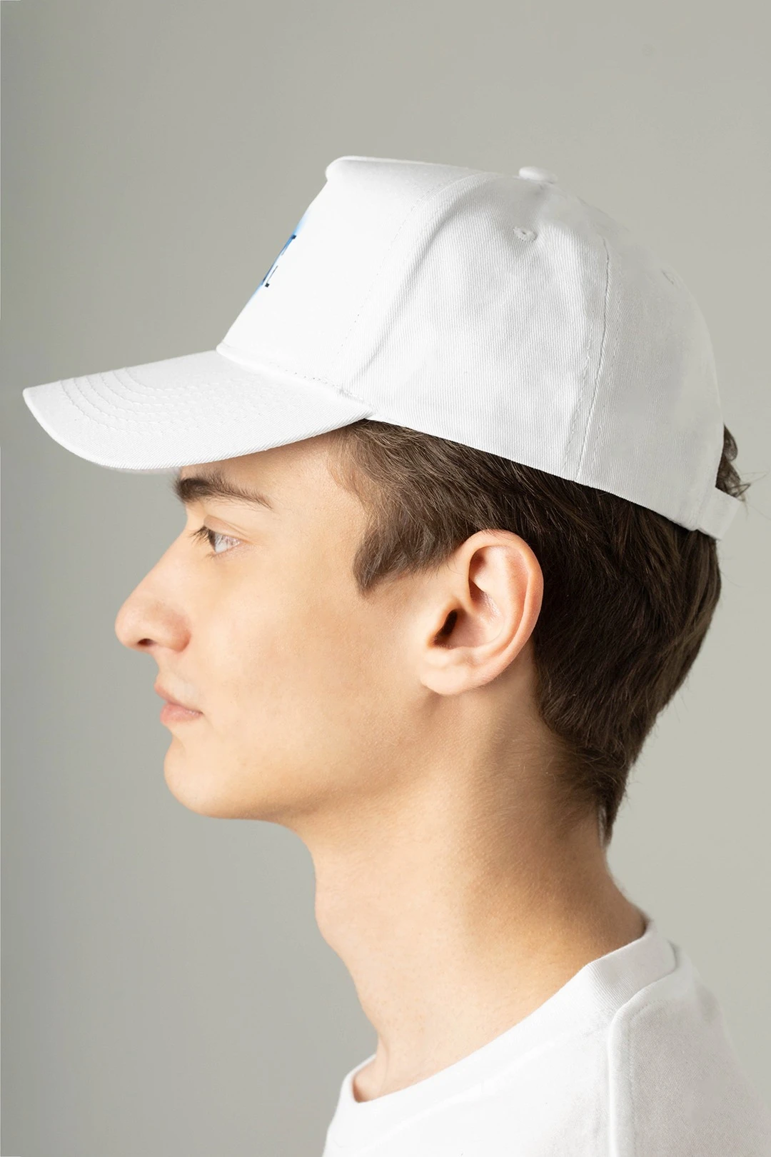 Бейсболка Актив пятиклинка взрослая, однотонная белая (хлопок)#3