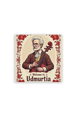 Купить магнит из дерева 6х6 см квадрат, с принтом "Welcome to Udmurtia"