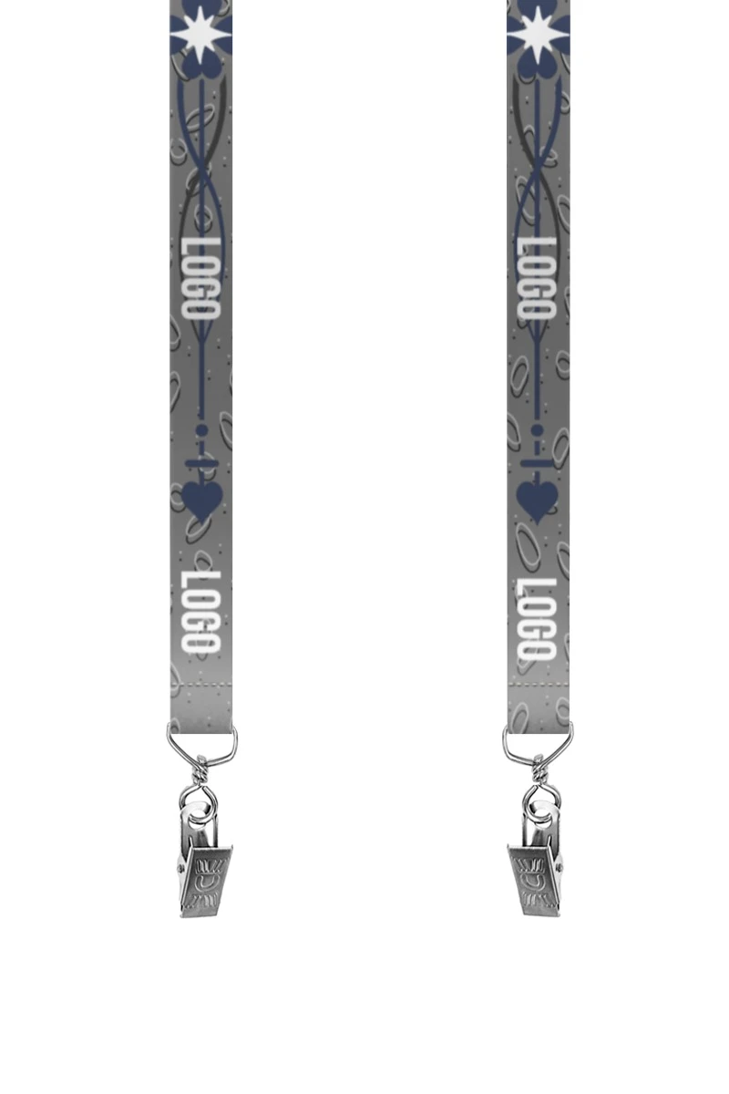 Купить ленту для бейджа атлас ширина 2,5 см, с клипсой, с печатью "Logo 2"