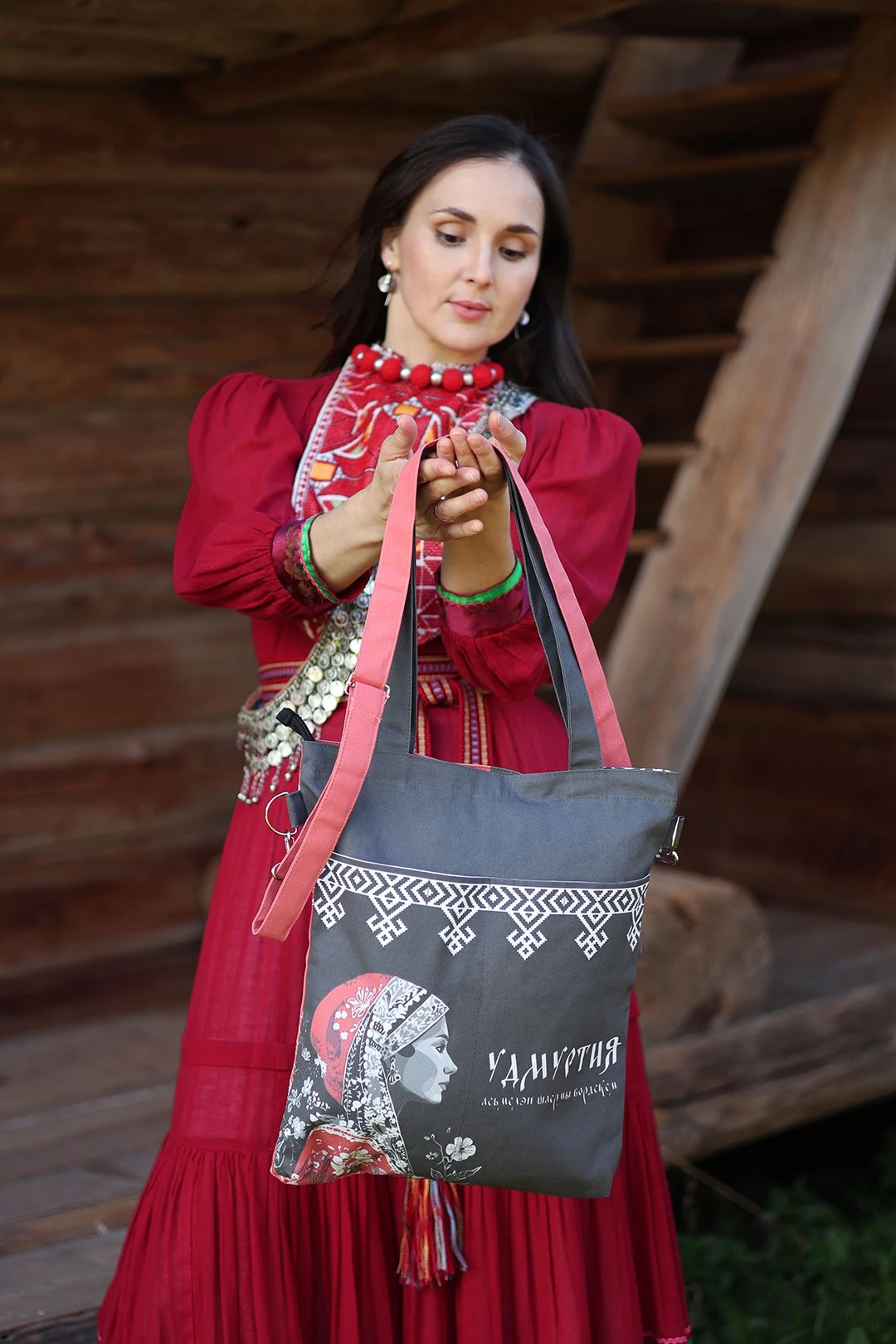 Сумка Эдит из саржи 33х38х4  см, с принтом "Udmurtia"#3