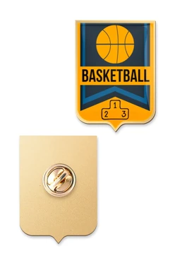 Значок заливной Герб 30х22 мм, с принтом "Basketball"#2