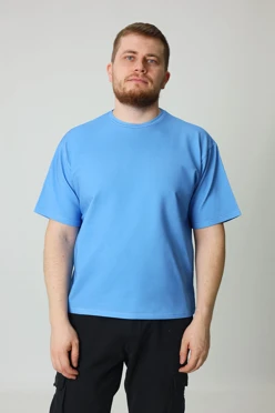 Купить футболку Харди оверсайз унисекс однотонная (хлопок), небесную