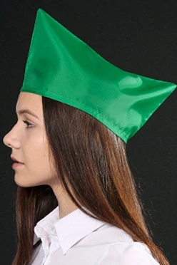 Пилотка Пионер из цветного шелка, однотонная зеленая#1