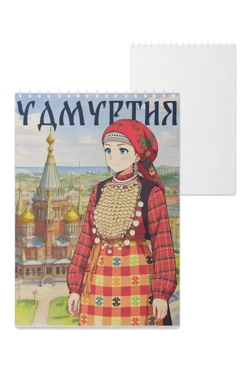 Купить блокнот фирменный А5 на пружине (40 листов) с принтом "Udmurtia"