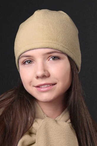 Купить шапку Вайт флисовую однослойную взрослую, однотонную бежевую Купить шапку Вайт флисовую однослойную взрослую, однотонную бежевую