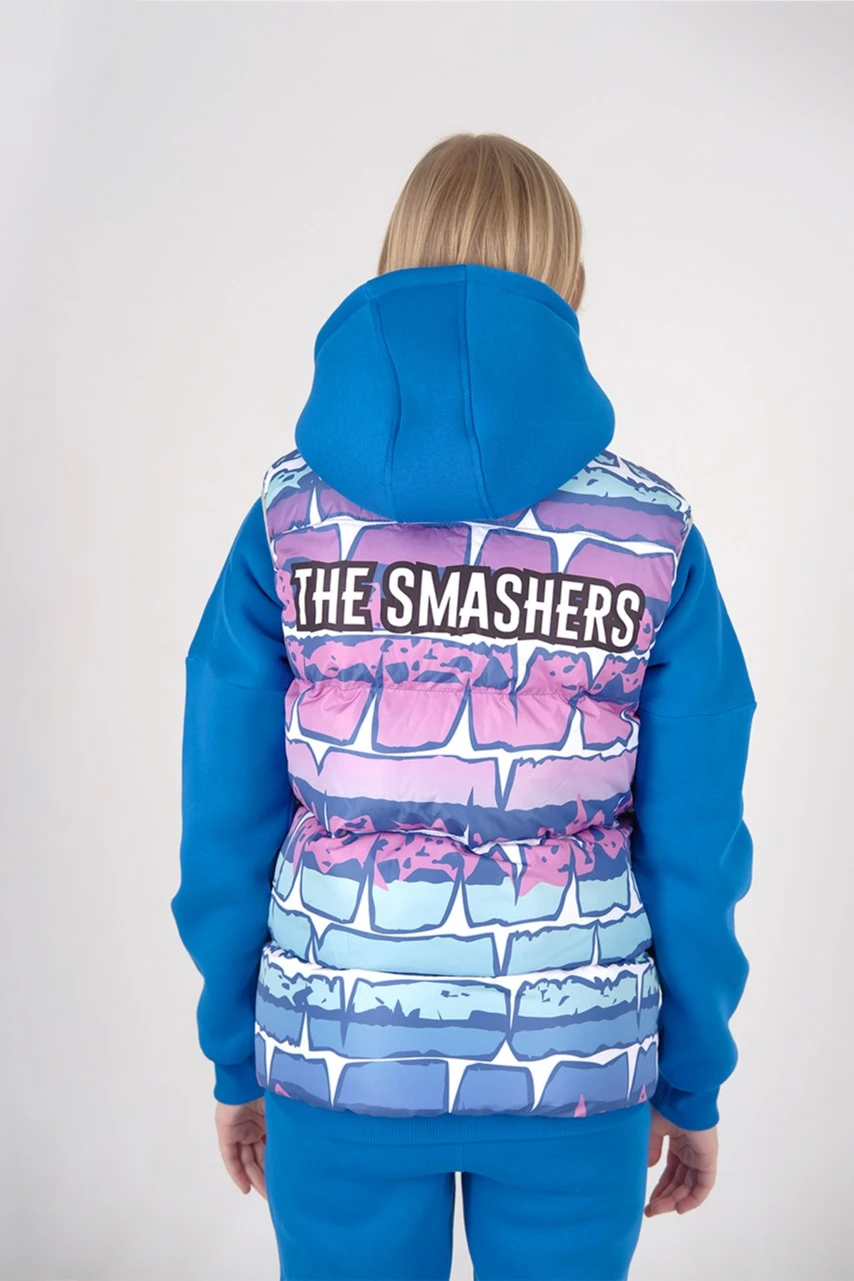 Жилет Морган Лайт с подкладом из лебяжьего пуха унисекс, с полной запечаткой "Smashers"#2