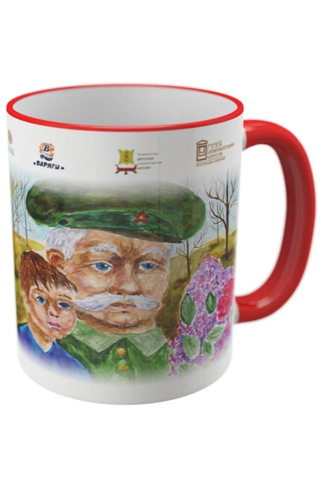 Кружка с цветной каймой и ручкой, с печатью#4 Кружка с цветной каймой и ручкой, с печатью#4