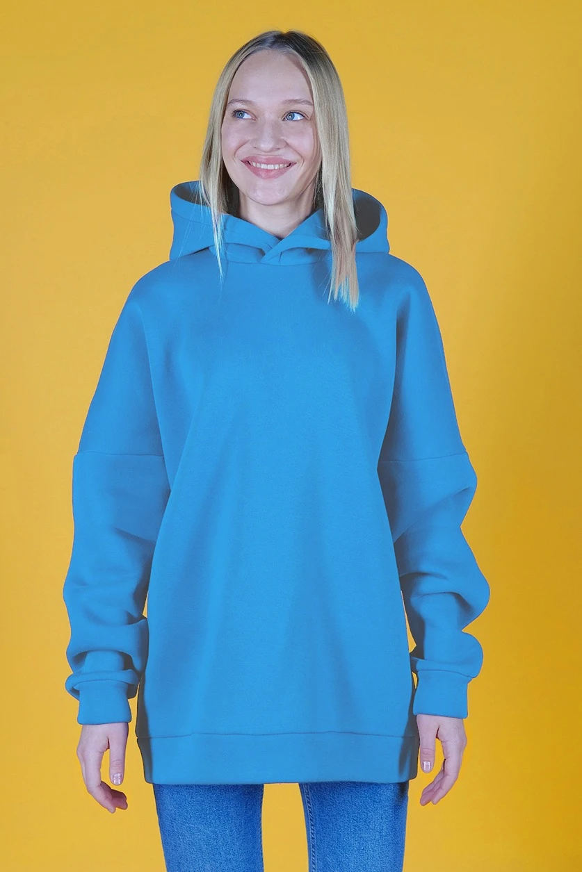 Купить худи Фрэнк из футера унисекс, однотонную голубую Купить худи Фрэнк из футера унисекс, однотонную голубую