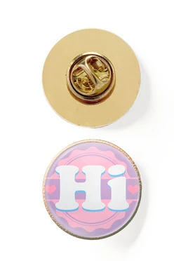 Значок заливной Круг диаметр 17 мм, с принтом "Hi"#2