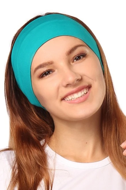 Повязка трикотажная двухслойная взрослая, однотонная голубая#1