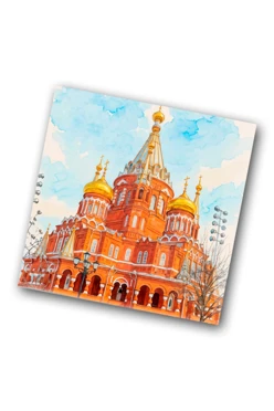 Купить значок заливной Квадрат 25х25 мм, с принтом "Mikhail Archangel Cathedral"