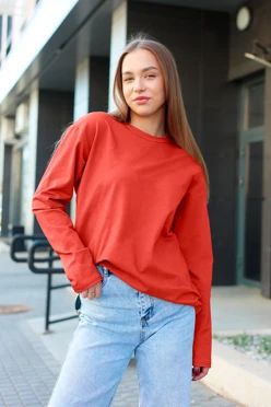 Купить лонгслив Фрэнсис унисекс однотонный (хлопок) красный