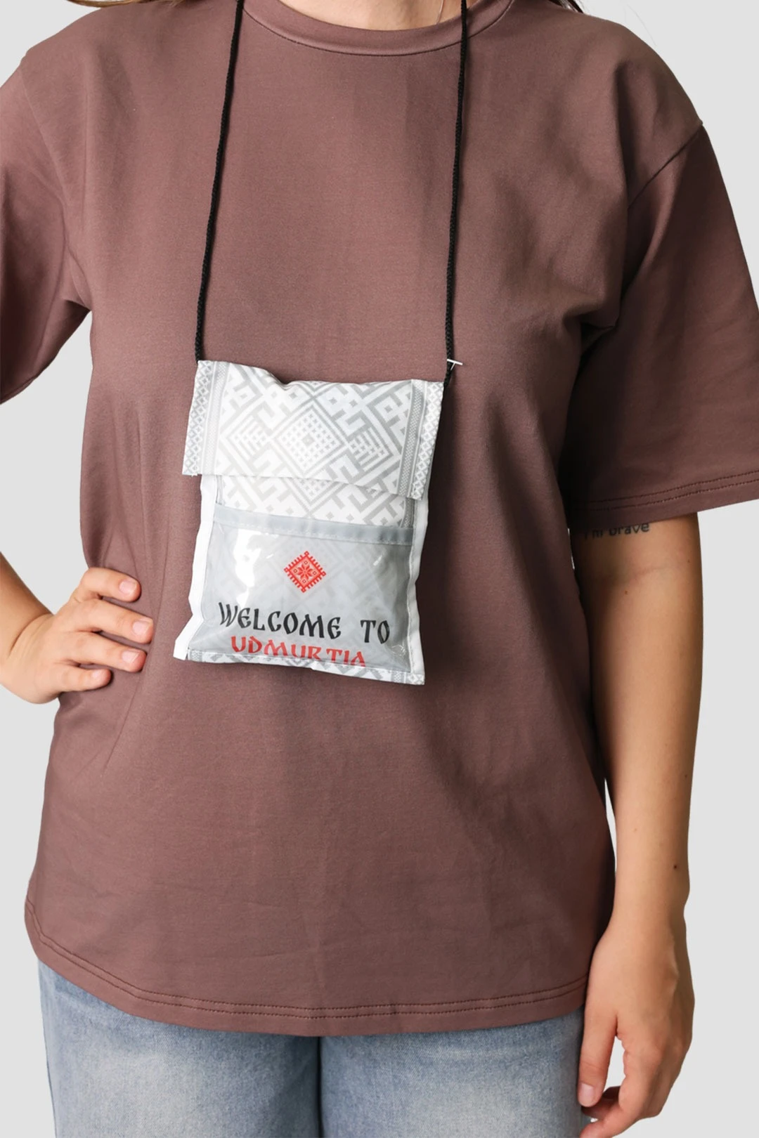 Купить нагрудный кошелек Дарли 14х18 см, с принтом "Welcome to Udmurtia"