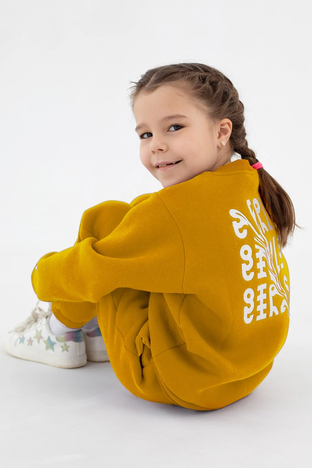 Свитшот Тревис из футера детский, однотонный желтый