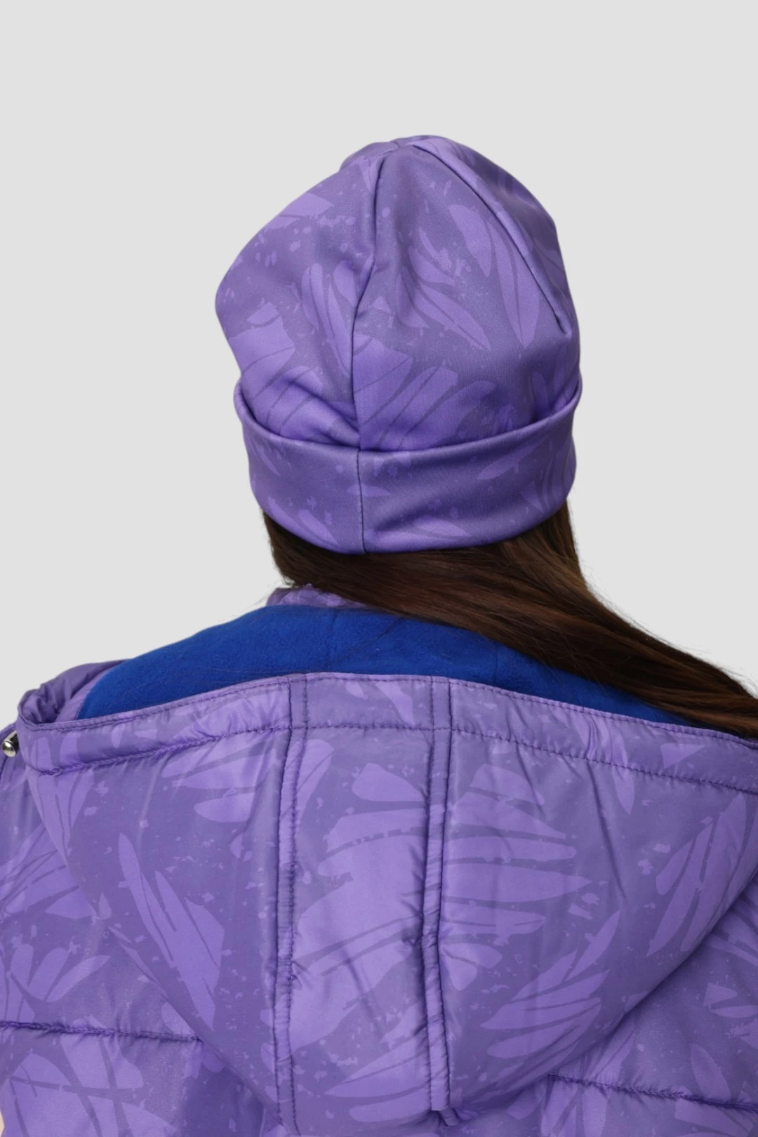 Шапка Лофт флисовая двухслойная взрослая, с полной запечаткой "Violet"#3