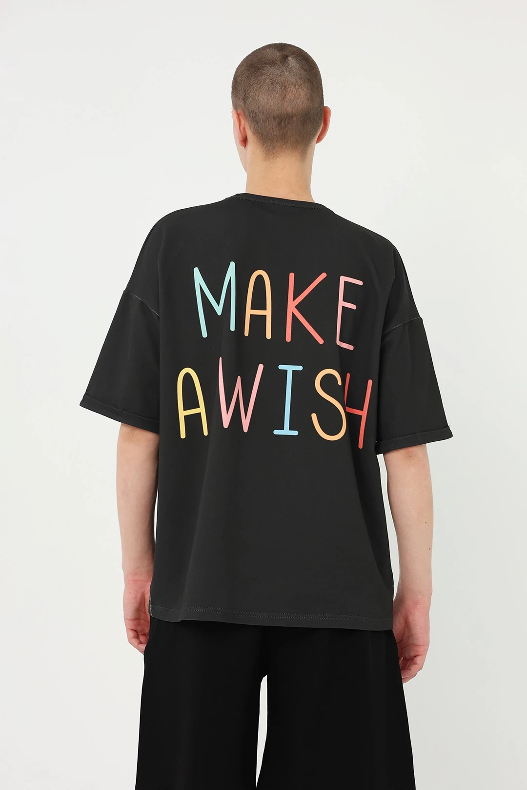 Футболка Бен оверсайз унисекс из футера с полной запечаткой "Make a Wish"#3