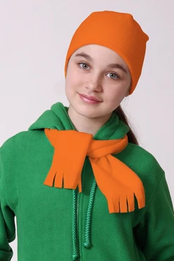 Шапка Вайт флисовая однослойная детская, однотонная оранжевая#1