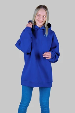 Купить худи Фрэнк из футера оверсайз унисекс, однотонная синюю