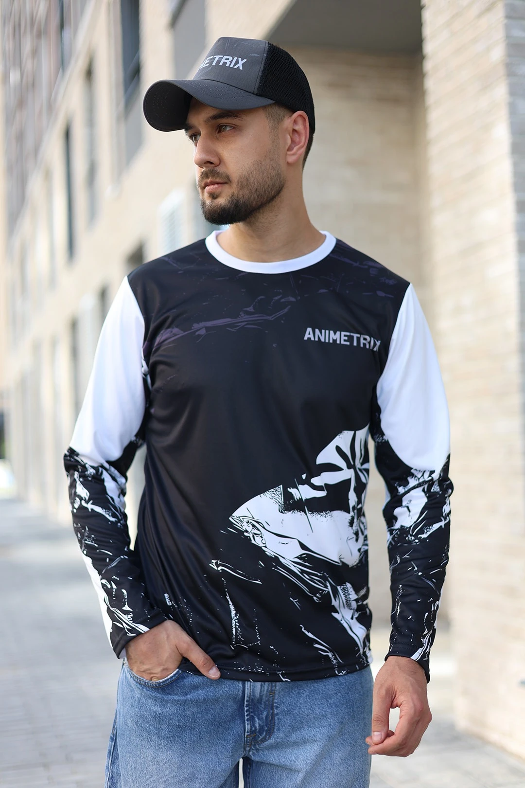 Лонгслив Гэлэкси Плюс унисекс из примы с полной запечаткой ''Animetrix"#1