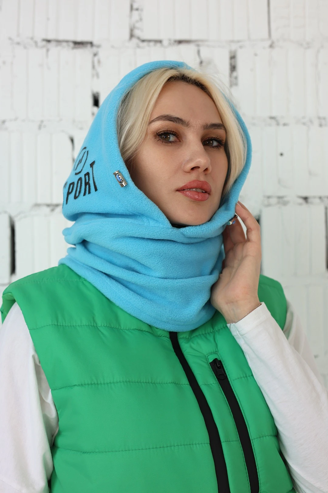 Купить капор Рейс флисовый взрослый, однотонный голубой Купить капор Рейс флисовый взрослый, однотонный голубой