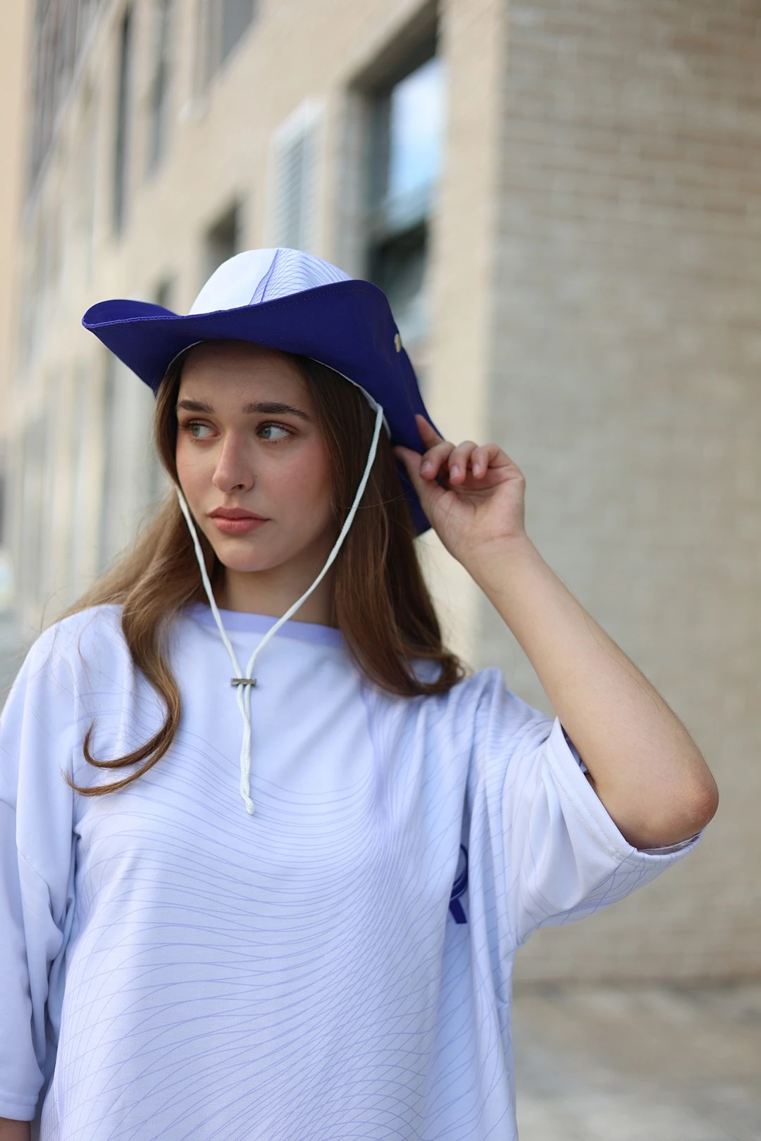 Панама Техас с полями на кнопках, с полной запечаткой "Radio wave"#2