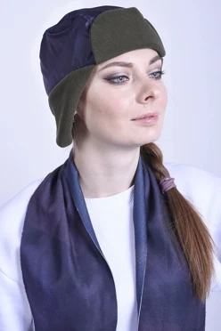 Купить шапку-ушанку Винтер на флисе взрослую "Dark blue"