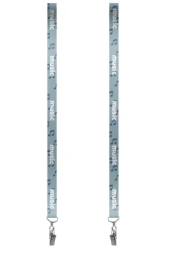 Купить ленту для бейджа репс ширина 2 см, с клипсой, с печатью "Music"