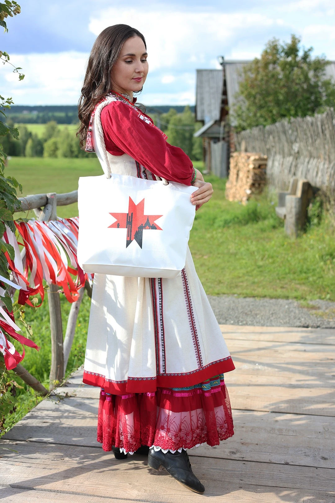 Сумка Бора из канваса 45х35х12 см, с принтом на двух сторонах "From Izhevsk"#4