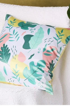 Купить наволочку из сатена 35x35 см, с полной запечаткой "Листья"