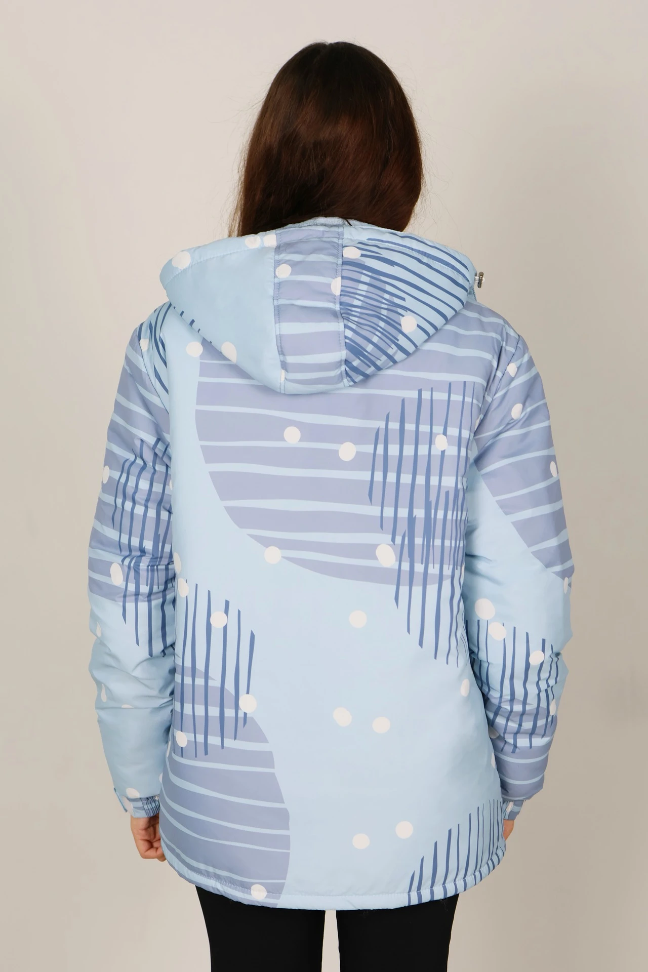 Куртка Винтер с капюшоном на синтепоне унисекс, с полной запечаткой "Snow Valley"#2