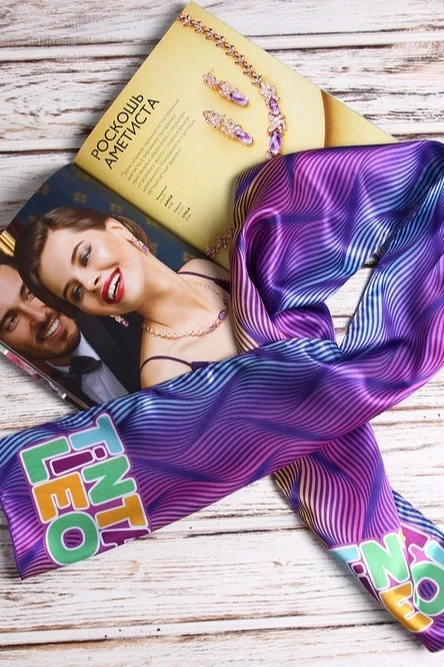 Шарф однослойный легкий 15х100 см, с полной запечаткой "Tino Leo"#1