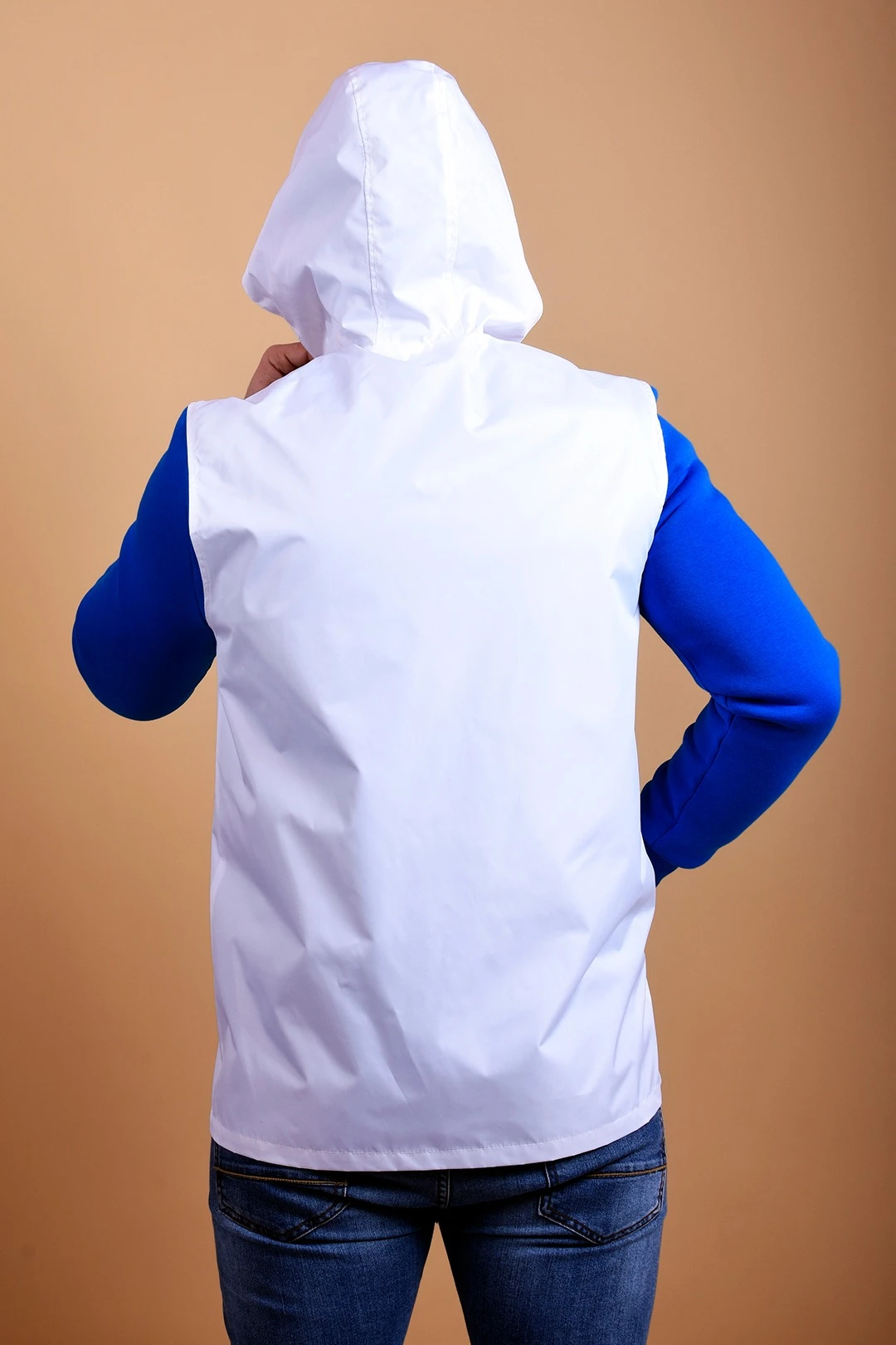 Жилет Профи с капюшоном унисекс, однотонный белый#4