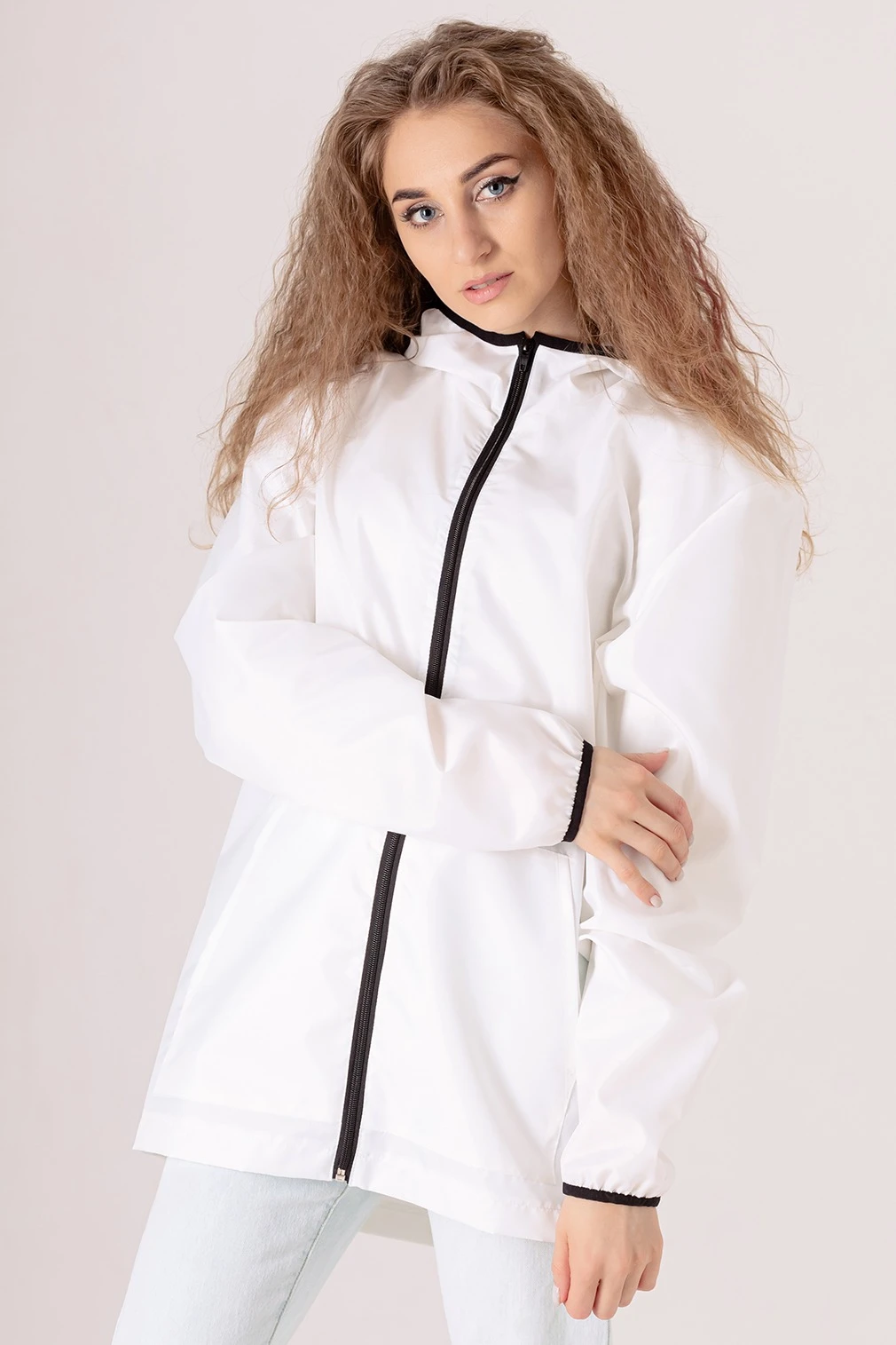 Ветровка Арчи унисекс, однотонная белая#3