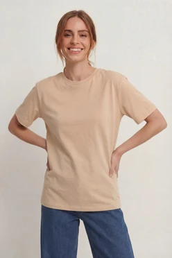 Купить футболку Ампир унисекс, однотонную бежевую (хлопок)