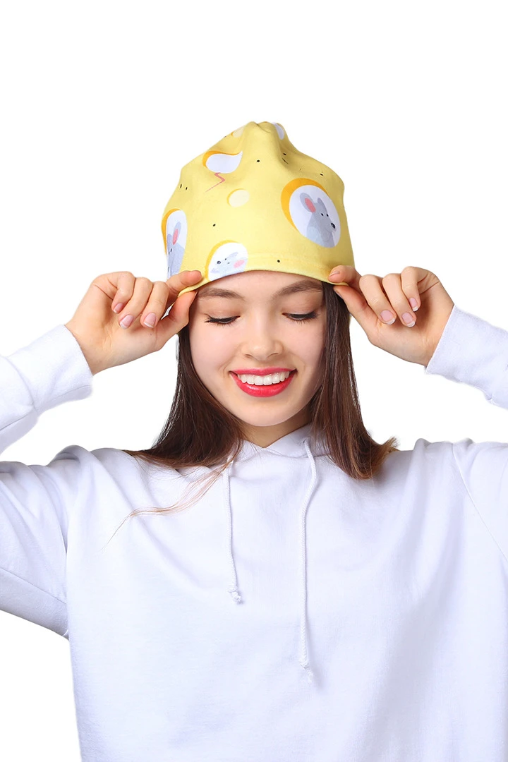 Шапка Лав флисовая однослойная взрослая, с полной запечаткой "Mouse"#6