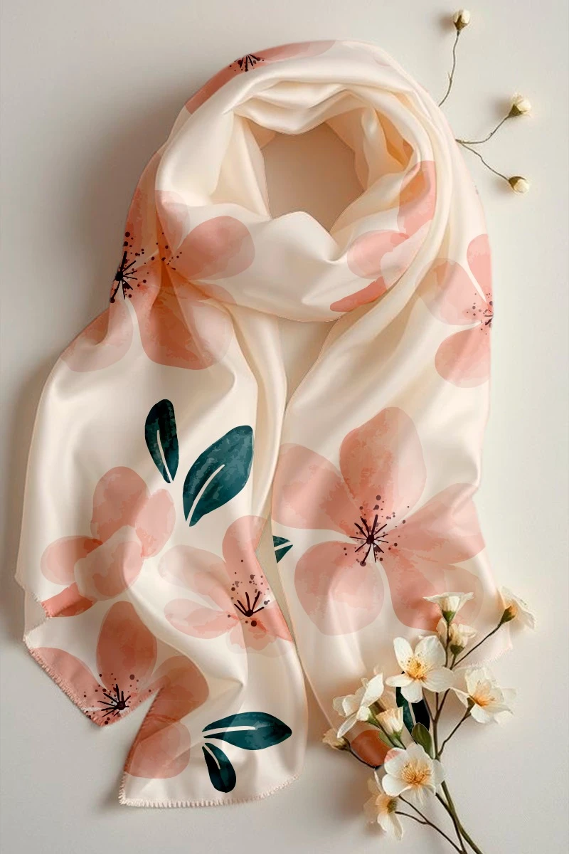 Платок Шанель 100х100 см, с полной запечаткой "Summer mood"#1