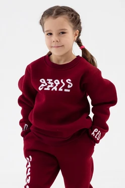 Свитшот Тревис из футера детский, однотонный  бордовый