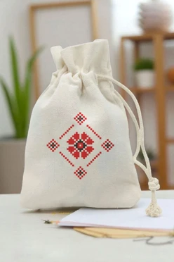 Купить мешочек из канваса с принтом 10х15 см "Mak"