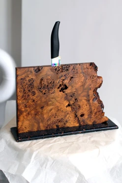 Магнитный держатель для ножей из дерева со смолой, 30х25 см#4