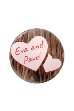 Купить значок закатной диаметр 44 мм, с принтом "Eva and Pavel"