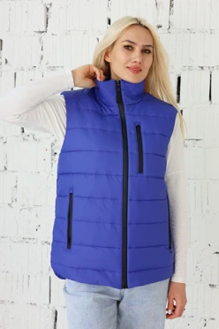 Купить жилет на синтепоне со стежкой унисекс, однотонный синий