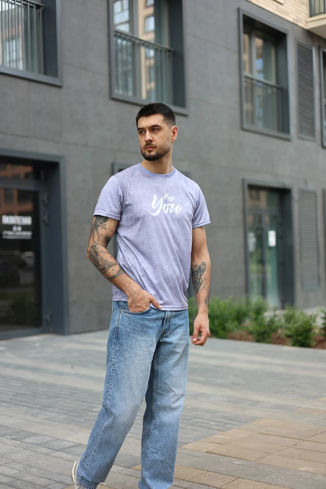 Футболка Гэлэкси унисекс из примы с полной запечаткой "For You"#3