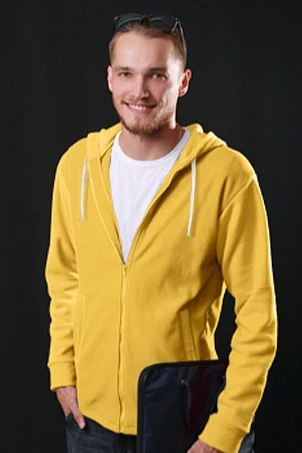 Толстовка Харисон флисовая с капюшоном унисекс, однотонная желтая#3 Толстовка Харисон флисовая с капюшоном унисекс, однотонная желтая#3