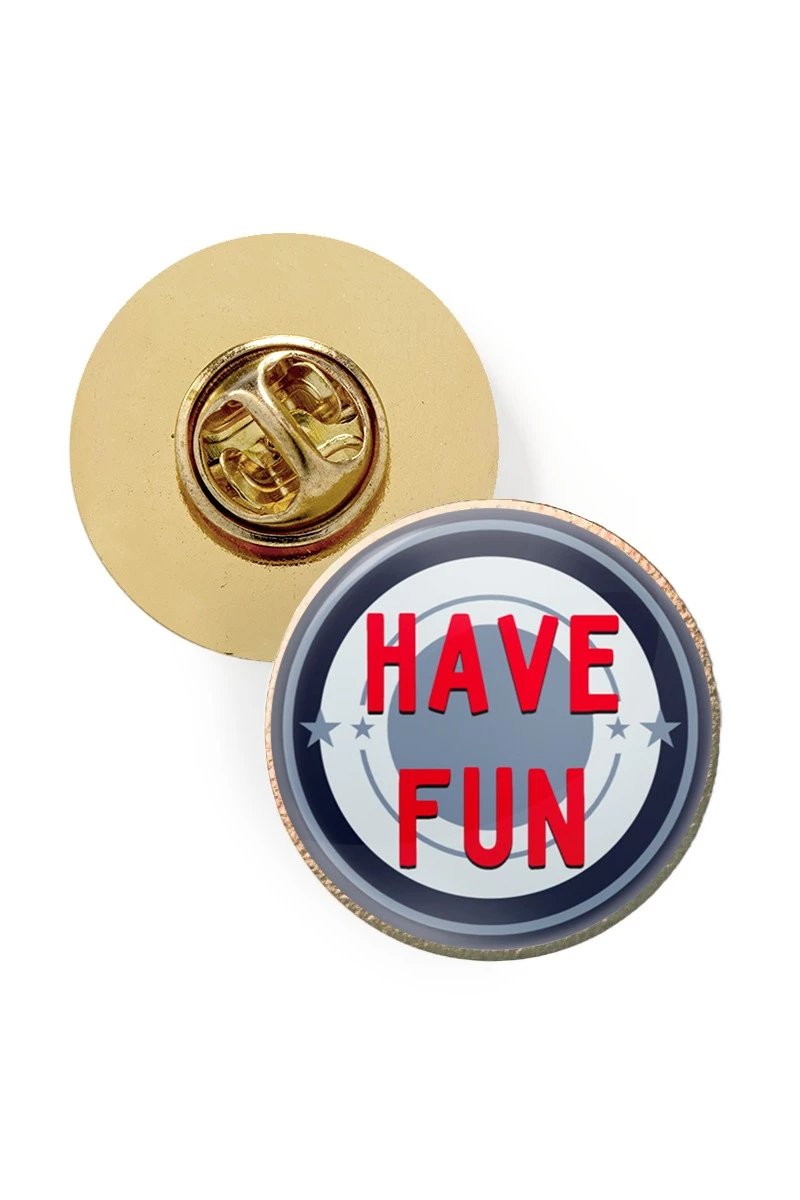 Купить значок заливной Круг диаметр 17 мм, с принтом "Have fun"