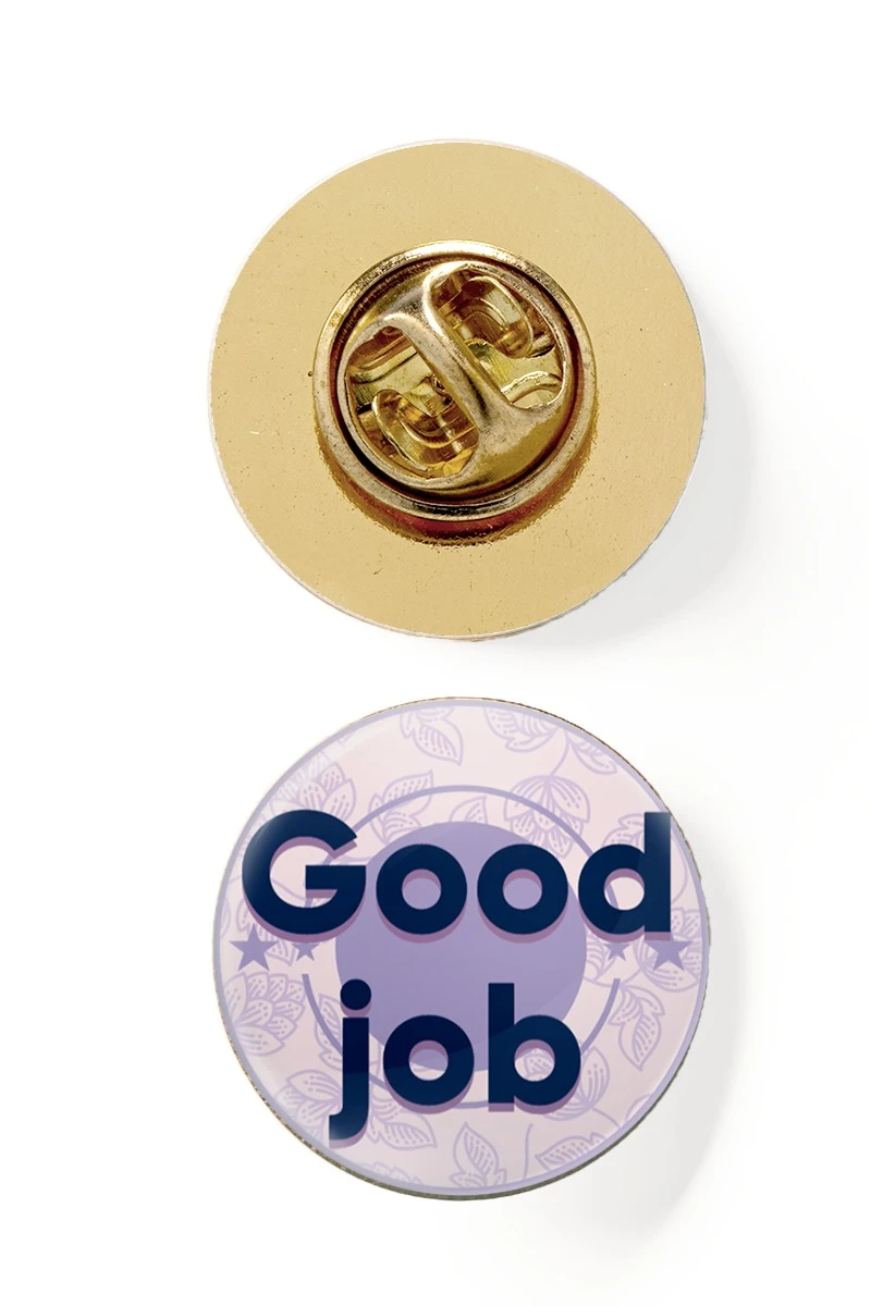 Значок заливной Круг диаметр 15 мм, с принтом "Good job"#1
