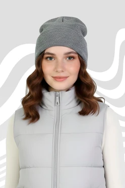 Шапка Филл двухслойная взрослая, однотонная серая#2