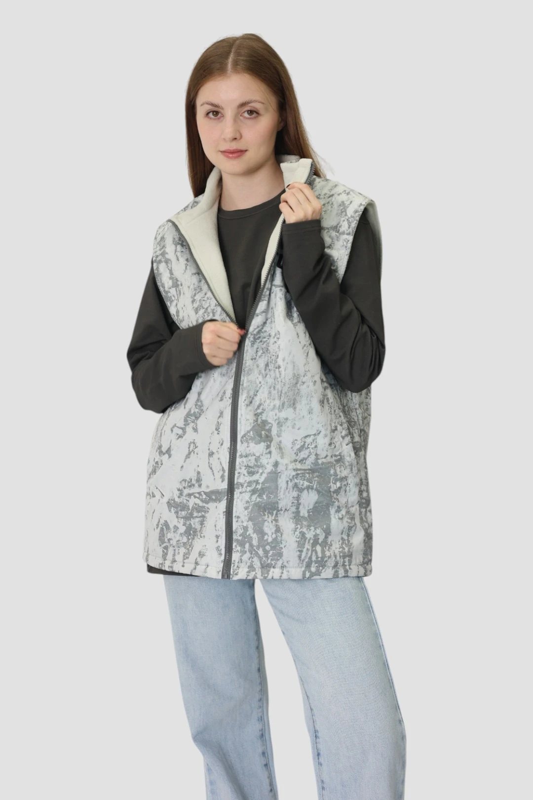 Жилет Пилот с подкладом из флиса унисекс, с полной запечаткой "Future Frame"#1