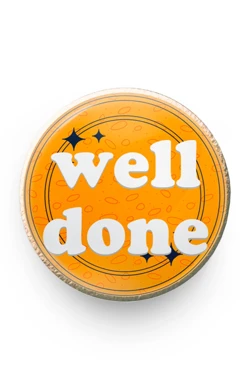 Купить значок заливной Круг диаметр 17 мм, с принтом "Well done"